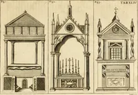 An illustration from Joannis Ciampini Romani, magistri brevium gratiae ... Opera, in tres tomos distributa : acesserunt eiusdem Ciampini opuscula quaedam selectiora : item appendix, seu notae, in quibus nonnulla post eius obitum innovata recensentur : ac demum auctoris vita, nunc primùm ipsius operibus addita (1747)