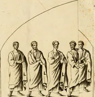 An illustration from Joannis Ciampini Romani, magistri brevium gratiae ... Opera, in tres tomos distributa : acesserunt eiusdem Ciampini opuscula quaedam selectiora : item appendix, seu notae, in quibus nonnulla post eius obitum innovata recensentur : ac demum auctoris vita, nunc primùm ipsius operibus addita (1747)