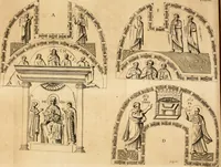 An illustration from Joannis Ciampini Romani, magistri brevium gratiae ... Opera, in tres tomos distributa : acesserunt eiusdem Ciampini opuscula quaedam selectiora : item appendix, seu notae, in quibus nonnulla post eius obitum innovata recensentur : ac demum auctoris vita, nunc primùm ipsius operibus addita (1747)