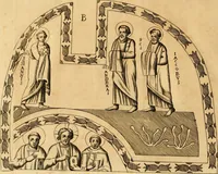 An illustration from Joannis Ciampini Romani, magistri brevium gratiae ... Opera, in tres tomos distributa : acesserunt eiusdem Ciampini opuscula quaedam selectiora : item appendix, seu notae, in quibus nonnulla post eius obitum innovata recensentur : ac demum auctoris vita, nunc primùm ipsius operibus addita (1747)