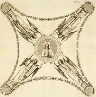 An illustration from Joannis Ciampini Romani, magistri brevium gratiae ... Opera, in tres tomos distributa : acesserunt eiusdem Ciampini opuscula quaedam selectiora : item appendix, seu notae, in quibus nonnulla post eius obitum innovata recensentur : ac demum auctoris vita, nunc primùm ipsius operibus addita (1747)