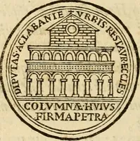 An illustration from Joannis Ciampini Romani, magistri brevium gratiae ... Opera, in tres tomos distributa : acesserunt eiusdem Ciampini opuscula quaedam selectiora : item appendix, seu notae, in quibus nonnulla post eius obitum innovata recensentur : ac demum auctoris vita, nunc primùm ipsius operibus addita (1747)