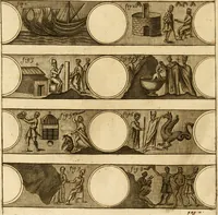 An illustration from Joannis Ciampini Romani, magistri brevium gratiae ... Opera, in tres tomos distributa : acesserunt eiusdem Ciampini opuscula quaedam selectiora : item appendix, seu notae, in quibus nonnulla post eius obitum innovata recensentur : ac demum auctoris vita, nunc primùm ipsius operibus addita (1747)