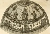 An illustration from Joannis Ciampini Romani, magistri brevium gratiae ... Opera, in tres tomos distributa : acesserunt eiusdem Ciampini opuscula quaedam selectiora : item appendix, seu notae, in quibus nonnulla post eius obitum innovata recensentur : ac demum auctoris vita, nunc primùm ipsius operibus addita (1747)