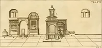 An illustration from Joannis Ciampini Romani, magistri brevium gratiae ... Opera, in tres tomos distributa : acesserunt eiusdem Ciampini opuscula quaedam selectiora : item appendix, seu notae, in quibus nonnulla post eius obitum innovata recensentur : ac demum auctoris vita, nunc primùm ipsius operibus addita (1747)