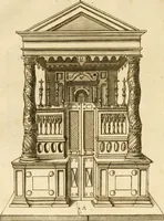 An illustration from Joannis Ciampini Romani, magistri brevium gratiae ... Opera, in tres tomos distributa : acesserunt eiusdem Ciampini opuscula quaedam selectiora : item appendix, seu notae, in quibus nonnulla post eius obitum innovata recensentur : ac demum auctoris vita, nunc primùm ipsius operibus addita (1747)