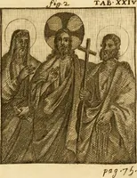 An illustration from Joannis Ciampini Romani, magistri brevium gratiae ... Opera, in tres tomos distributa : acesserunt eiusdem Ciampini opuscula quaedam selectiora : item appendix, seu notae, in quibus nonnulla post eius obitum innovata recensentur : ac demum auctoris vita, nunc primùm ipsius operibus addita (1747)