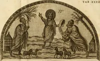 An illustration from Joannis Ciampini Romani, magistri brevium gratiae ... Opera, in tres tomos distributa : acesserunt eiusdem Ciampini opuscula quaedam selectiora : item appendix, seu notae, in quibus nonnulla post eius obitum innovata recensentur : ac demum auctoris vita, nunc primùm ipsius operibus addita (1747)