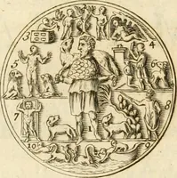 An illustration from Joannis Ciampini Romani, magistri brevium gratiae ... Opera, in tres tomos distributa : acesserunt eiusdem Ciampini opuscula quaedam selectiora : item appendix, seu notae, in quibus nonnulla post eius obitum innovata recensentur : ac demum auctoris vita, nunc primùm ipsius operibus addita (1747)