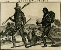 An illustration from Johan Nieuhofs Gedenkweerdige Brasiliaense zee- en lant- reize. : Behelzende al het geen op dezelve is voorgevallen. Beneffens een bondige beschrijving van gantsche Neerlants Brasil, zoo van lantschappen, steden, dieren, gewassen, als draghten, zeden en godsdienst der inwoonders: en ��inzonderheit ein wijtloopig verhael der merkwaardigste voorvallen en geschiedenissen, die zich, geduurende zijn negenjarigh verblijf in Brasil, in d'oorlogen en opstant der Portugesen tegen d'onzen, zich sedert het jaer 1640. tot 1649. hebben toegedragen. Door gaens verçiert met verscheide afbeeldingen, na't leven aldaer getekent (1682)