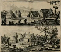 Picture 27 of 91 from Johan Nieuhofs Gedenkweerdige Brasiliaense zee- en lant- reize. : Behelzende al het geen op dezelve is voorgevallen. Beneffens een bondige beschrijving van gantsche Neerlants Brasil, zoo van lantschappen, steden, dieren, gewassen, als draghten, zeden en godsdienst der inwoonders: en ��inzonderheit ein wijtloopig verhael der merkwaardigste voorvallen en geschiedenissen, die zich, geduurende zijn negenjarigh verblijf in Brasil, in d'oorlogen en opstant der Portugesen tegen d'onzen, zich sedert het jaer 1640. tot 1649. hebben toegedragen. Door gaens verçiert met verscheide afbeeldingen, na't leven aldaer getekent (1682), leaf 281
