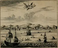 An illustration from Johan Nieuhofs Gedenkweerdige Brasiliaense zee- en lant- reize. : Behelzende al het geen op dezelve is voorgevallen. Beneffens een bondige beschrijving van gantsche Neerlants Brasil, zoo van lantschappen, steden, dieren, gewassen, als draghten, zeden en godsdienst der inwoonders: en ��inzonderheit ein wijtloopig verhael der merkwaardigste voorvallen en geschiedenissen, die zich, geduurende zijn negenjarigh verblijf in Brasil, in d'oorlogen en opstant der Portugesen tegen d'onzen, zich sedert het jaer 1640. tot 1649. hebben toegedragen. Door gaens verçiert met verscheide afbeeldingen, na't leven aldaer getekent (1682)