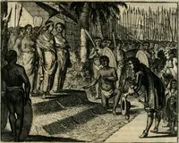 An illustration from Johan Nieuhofs Gedenkweerdige Brasiliaense zee- en lant- reize. : Behelzende al het geen op dezelve is voorgevallen. Beneffens een bondige beschrijving van gantsche Neerlants Brasil, zoo van lantschappen, steden, dieren, gewassen, als draghten, zeden en godsdienst der inwoonders: en ��inzonderheit ein wijtloopig verhael der merkwaardigste voorvallen en geschiedenissen, die zich, geduurende zijn negenjarigh verblijf in Brasil, in d'oorlogen en opstant der Portugesen tegen d'onzen, zich sedert het jaer 1640. tot 1649. hebben toegedragen. Door gaens verçiert met verscheide afbeeldingen, na't leven aldaer getekent (1682)