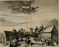 Picture 50 of 91 from Johan Nieuhofs Gedenkweerdige Brasiliaense zee- en lant- reize. : Behelzende al het geen op dezelve is voorgevallen. Beneffens een bondige beschrijving van gantsche Neerlants Brasil, zoo van lantschappen, steden, dieren, gewassen, als draghten, zeden en godsdienst der inwoonders: en ��inzonderheit ein wijtloopig verhael der merkwaardigste voorvallen en geschiedenissen, die zich, geduurende zijn negenjarigh verblijf in Brasil, in d'oorlogen en opstant der Portugesen tegen d'onzen, zich sedert het jaer 1640. tot 1649. hebben toegedragen. Door gaens verçiert met verscheide afbeeldingen, na't leven aldaer getekent (1682), leaf 505