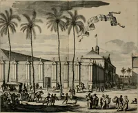 Picture 52 of 91 from Johan Nieuhofs Gedenkweerdige Brasiliaense zee- en lant- reize. : Behelzende al het geen op dezelve is voorgevallen. Beneffens een bondige beschrijving van gantsche Neerlants Brasil, zoo van lantschappen, steden, dieren, gewassen, als draghten, zeden en godsdienst der inwoonders: en ��inzonderheit ein wijtloopig verhael der merkwaardigste voorvallen en geschiedenissen, die zich, geduurende zijn negenjarigh verblijf in Brasil, in d'oorlogen en opstant der Portugesen tegen d'onzen, zich sedert het jaer 1640. tot 1649. hebben toegedragen. Door gaens verçiert met verscheide afbeeldingen, na't leven aldaer getekent (1682), leaf 511