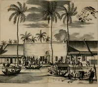 An illustration from Johan Nieuhofs Gedenkweerdige Brasiliaense zee- en lant- reize. : Behelzende al het geen op dezelve is voorgevallen. Beneffens een bondige beschrijving van gantsche Neerlants Brasil, zoo van lantschappen, steden, dieren, gewassen, als draghten, zeden en godsdienst der inwoonders: en ��inzonderheit ein wijtloopig verhael der merkwaardigste voorvallen en geschiedenissen, die zich, geduurende zijn negenjarigh verblijf in Brasil, in d'oorlogen en opstant der Portugesen tegen d'onzen, zich sedert het jaer 1640. tot 1649. hebben toegedragen. Door gaens verçiert met verscheide afbeeldingen, na't leven aldaer getekent (1682)