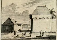 An illustration from Johan Nieuhofs Gedenkweerdige Brasiliaense zee- en lant- reize. : Behelzende al het geen op dezelve is voorgevallen. Beneffens een bondige beschrijving van gantsche Neerlants Brasil, zoo van lantschappen, steden, dieren, gewassen, als draghten, zeden en godsdienst der inwoonders: en ��inzonderheit ein wijtloopig verhael der merkwaardigste voorvallen en geschiedenissen, die zich, geduurende zijn negenjarigh verblijf in Brasil, in d'oorlogen en opstant der Portugesen tegen d'onzen, zich sedert het jaer 1640. tot 1649. hebben toegedragen. Door gaens verçiert met verscheide afbeeldingen, na't leven aldaer getekent (1682)
