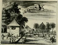 Picture 64 of 91 from Johan Nieuhofs Gedenkweerdige Brasiliaense zee- en lant- reize. : Behelzende al het geen op dezelve is voorgevallen. Beneffens een bondige beschrijving van gantsche Neerlants Brasil, zoo van lantschappen, steden, dieren, gewassen, als draghten, zeden en godsdienst der inwoonders: en ��inzonderheit ein wijtloopig verhael der merkwaardigste voorvallen en geschiedenissen, die zich, geduurende zijn negenjarigh verblijf in Brasil, in d'oorlogen en opstant der Portugesen tegen d'onzen, zich sedert het jaer 1640. tot 1649. hebben toegedragen. Door gaens verçiert met verscheide afbeeldingen, na't leven aldaer getekent (1682), leaf 532