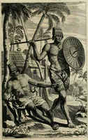 An illustration from Johan Nieuhofs Gedenkweerdige Brasiliaense zee- en lant- reize. : Behelzende al het geen op dezelve is voorgevallen. Beneffens een bondige beschrijving van gantsche Neerlants Brasil, zoo van lantschappen, steden, dieren, gewassen, als draghten, zeden en godsdienst der inwoonders: en ��inzonderheit ein wijtloopig verhael der merkwaardigste voorvallen en geschiedenissen, die zich, geduurende zijn negenjarigh verblijf in Brasil, in d'oorlogen en opstant der Portugesen tegen d'onzen, zich sedert het jaer 1640. tot 1649. hebben toegedragen. Door gaens verçiert met verscheide afbeeldingen, na't leven aldaer getekent (1682)