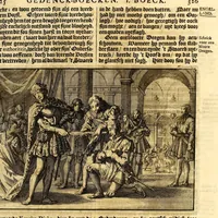 An illustration from Joh[ann] Lodew[ijck] Gottfrieds Historische kronyck; : vervattende een nauwkeurige en volkomene beschrijvingh der aldergedenck waerdigste geschiedenissen des weerelds, van den aenvangh der Scheppingh tot op't jaer Christi 1576. In een nette ordre gebragt na de verdeelingh der vier monarchien, en de bondighste jaer-rekeningh. Op nieuws vertaeld na den derden vermeerderden druck, met byvoegingh van de Historie der Reformatie in Duytschland: en een volkoomen bladwijser aller voornaemste saecken, (1698)