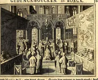 Picture 16 of 32 from Joh[ann] Lodew[ijck] Gottfrieds Historische kronyck; : vervattende een nauwkeurige en volkomene beschrijvingh der aldergedenck waerdigste geschiedenissen des weerelds, van den aenvangh der Scheppingh tot op't jaer Christi 1576. In een nette ordre gebragt na de verdeelingh der vier monarchien, en de bondighste jaer-rekeningh. Op nieuws vertaeld na den derden vermeerderden druck, met byvoegingh van de Historie der Reformatie in Duytschland: en een volkoomen bladwijser aller voornaemste saecken, (1698), leaf 311