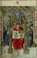 An illustration from Joh. Michaelis Faustij ... Compendium alchymist. novum, sive, Pandora explicata & figuris jllustrata, das ist, Die edelste Gabe Gottes, oder, Ein güldener Schatz : mit welchem die alten und neuen Philosophi, die unvollkommene Metall, durch Gewalt des Feuers verbessert, und allerhand schädliche und unheylsame Kranckheiten innerlich und äusserlich, durch deren Würckung vertrieben haben : dieser Edition wird annoch, nebst vielen Kupffern und über 800 Philosophischen Anmerckungen, ein volkomenes Lexicon alchymisticum novum, und ein vollständiges Register rerum & verborum, beygefüget (1706)