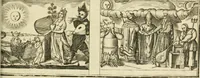 An illustration from Jo. Jacobi Mangeti, medicinae doctoris et sereniss. ac potentiss. regis Prussiae archiatri, Bibliotheca chemica curiosa, seu, Rerum ad alchemiam pertinetium thesaurus instructissimus : quo non tantùm artis auriferae, ac scriptorum in ea nobiliorum historia traditur : lapidis veritas argumentis & experimentis innumeris, immò & juris consultorum judiciis evincitur : termini obscuriores explicantur : cautiones contra impostores & difficultates in tinctura universali conficienda occurrentes, declarantur : verùm etiam tractatus omnes virorum celebriorum, qui in magno sudarunt elixyre, quíque ab ipso Hermete, ut dicitur, Trismegisto, ad nostra usque tempora de chrysopoea scripserunt, cum praecipuis suis commentariis, concinno ordine dispositi exhibentur. Ad quorum omnium illustrationem additae sunt quamplurimae figurae aeneae (1702)