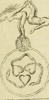 An illustration from Jo. Jacobi Mangeti, medicinae doctoris et sereniss. ac potentiss. regis Prussiae archiatri, Bibliotheca chemica curiosa, seu, Rerum ad alchemiam pertinetium thesaurus instructissimus : quo non tantùm artis auriferae, ac scriptorum in ea nobiliorum historia traditur : lapidis veritas argumentis & experimentis innumeris, immò & juris consultorum judiciis evincitur : termini obscuriores explicantur : cautiones contra impostores & difficultates in tinctura universali conficienda occurrentes, declarantur : verùm etiam tractatus omnes virorum celebriorum, qui in magno sudarunt elixyre, quíque ab ipso Hermete, ut dicitur, Trismegisto, ad nostra usque tempora de chrysopoea scripserunt, cum praecipuis suis commentariis, concinno ordine dispositi exhibentur. Ad quorum omnium illustrationem additae sunt quamplurimae figurae aeneae (1702)