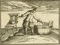 An illustration from Jo. Jacobi Mangeti, medicinae doctoris et sereniss. ac potentiss. regis Prussiae archiatri, Bibliotheca chemica curiosa, seu, Rerum ad alchemiam pertinetium thesaurus instructissimus : quo non tantùm artis auriferae, ac scriptorum in ea nobiliorum historia traditur : lapidis veritas argumentis & experimentis innumeris, immò & juris consultorum judiciis evincitur : termini obscuriores explicantur : cautiones contra impostores & difficultates in tinctura universali conficienda occurrentes, declarantur : verùm etiam tractatus omnes virorum celebriorum, qui in magno sudarunt elixyre, quíque ab ipso Hermete, ut dicitur, Trismegisto, ad nostra usque tempora de chrysopoea scripserunt, cum praecipuis suis commentariis, concinno ordine dispositi exhibentur. Ad quorum omnium illustrationem additae sunt quamplurimae figurae aeneae (1702)