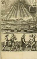 An illustration from Jo. Jacobi Mangeti, medicinae doctoris et sereniss. ac potentiss. regis Prussiae archiatri, Bibliotheca chemica curiosa, seu, Rerum ad alchemiam pertinetium thesaurus instructissimus : quo non tantùm artis auriferae, ac scriptorum in ea nobiliorum historia traditur : lapidis veritas argumentis & experimentis innumeris, immò & juris consultorum judiciis evincitur : termini obscuriores explicantur : cautiones contra impostores & difficultates in tinctura universali conficienda occurrentes, declarantur : verùm etiam tractatus omnes virorum celebriorum, qui in magno sudarunt elixyre, quíque ab ipso Hermete, ut dicitur, Trismegisto, ad nostra usque tempora de chrysopoea scripserunt, cum praecipuis suis commentariis, concinno ordine dispositi exhibentur. Ad quorum omnium illustrationem additae sunt quamplurimae figurae aeneae (1702)