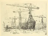 Picture 7 of 11 from Joseph Pennell's pictures of war work in England, reproductions of a series of drawings and lithographs of the munition works made by him with the permission and authority of the British government (1917), leaf 123