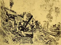 An illustration from Joseph Pennell's pictures of the Panama canal: reproductions of a series of lithographs made by him on the isthmus of Panama, January-March, 1912 (1912)