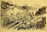 An illustration from Joseph Pennell's pictures of the Panama canal: reproductions of a series of lithographs made by him on the isthmus of Panama, January-March, 1912 (1912)