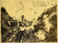 An illustration from Joseph Pennell's pictures of the Panama canal: reproductions of a series of lithographs made by him on the isthmus of Panama, January-March, 1912 (1912)