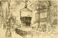 An illustration from Joseph Pennell's pictures of war work in America : reproductions of a series of lithographs of munition works made by him with the permission and authority of the United States government, with notes and an introduction by the artist (1918)