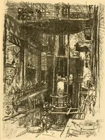 An illustration from Joseph Pennell's pictures of war work in America : reproductions of a series of lithographs of munition works made by him with the permission and authority of the United States government, with notes and an introduction by the artist (1918)