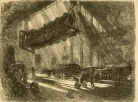 An illustration from Joseph Pennell's pictures of war work in America : reproductions of a series of lithographs of munition works made by him with the permission and authority of the United States government, with notes and an introduction by the artist (1918)