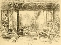 An illustration from Joseph Pennell's pictures of war work in America : reproductions of a series of lithographs of munition works made by him with the permission and authority of the United States government, with notes and an introduction by the artist (1918)