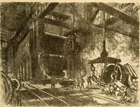 An illustration from Joseph Pennell's pictures of war work in America : reproductions of a series of lithographs of munition works made by him with the permission and authority of the United States government, with notes and an introduction by the artist (1918)
