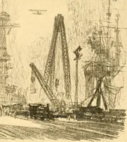 An illustration from Joseph Pennell's pictures of war work in America : reproductions of a series of lithographs of munition works made by him with the permission and authority of the United States government, with notes and an introduction by the artist (1918)