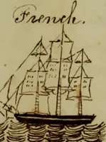 An illustration from [Journal of the Saratoga (Ship) of New Bedford, Mass. mastered by Frederick Slocum, kept by Washington Fosdick, on voyage from April 23, 1857 - December 12, 1858] (1857)