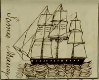 An illustration from [Journal of the Saratoga (Ship) of New Bedford, Mass. mastered by Frederick Slocum, kept by Washington Fosdick, on voyage from April 23, 1857 - December 12, 1858] (1857)