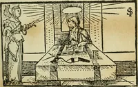 An illustration from Új testamentu maar ellven, mellet az görög és diák ellvbol ... fordijtant [Sylvester János.] (1541)