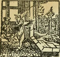 An illustration from Új testamentu maar ellven, mellet az görög és diák ellvbol ... fordijtant [Sylvester János.] (1541)