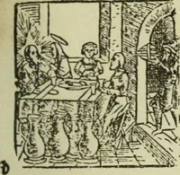 An illustration from Új testamentu maar ellven, mellet az görög és diák ellvbol ... fordijtant [Sylvester János.] (1541)