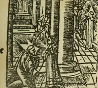 An illustration from Új testamentu maar ellven, mellet az görög és diák ellvbol ... fordijtant [Sylvester János.] (1541)