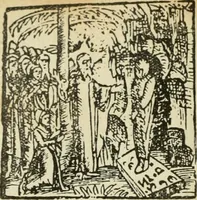 An illustration from Új testamentu maar ellven, mellet az görög és diák ellvbol ... fordijtant [Sylvester János.] (1541)
