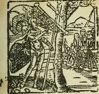 An illustration from Új testamentu maar ellven, mellet az görög és diák ellvbol ... fordijtant [Sylvester János.] (1541)