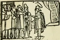 An illustration from Új testamentu maar ellven, mellet az görög és diák ellvbol ... fordijtant [Sylvester János.] (1541)