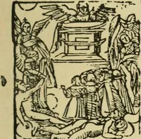 An illustration from Új testamentu maar ellven, mellet az görög és diák ellvbol ... fordijtant [Sylvester János.] (1541)